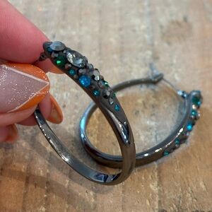 Kenneth Cole New York Silver Earrings with Blue Accents